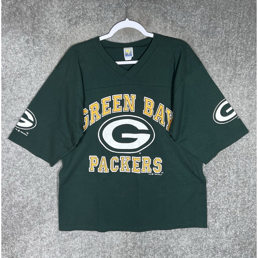 Competitor Green Bay Packers Shirt Mens Size‎ Large Green Short Sleeve 1992 NFL